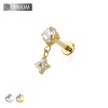 STAR FLOWER CZ DANGLE BEZEL CZ TOP THREADLESS (PUSH IN) IMPLANT GRADE TITANIUM LABRET SET